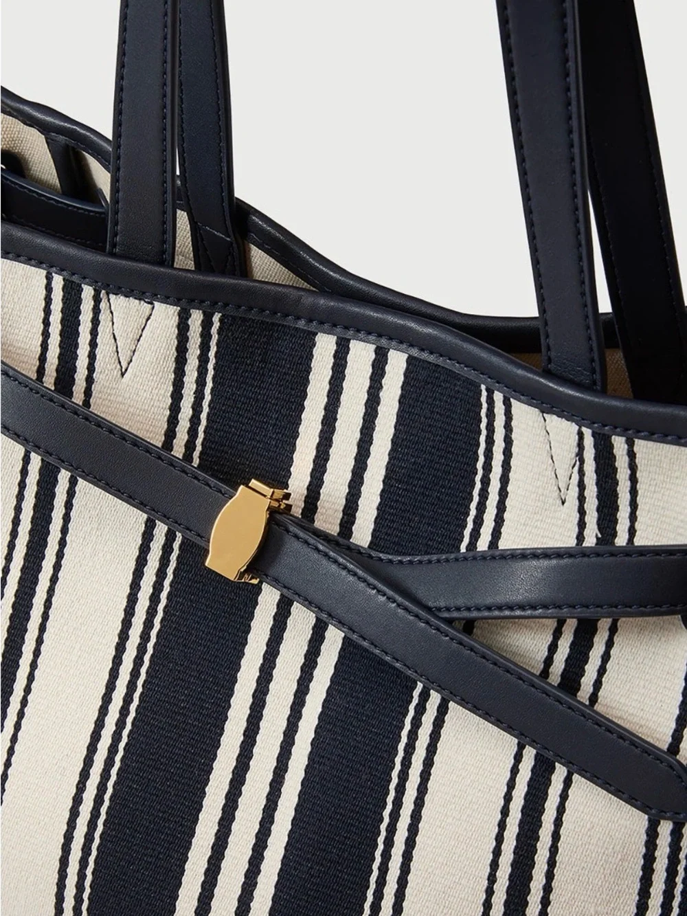 Veronica Beard Navy and Cream Striped Tote